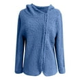 thumbnail image 4 of Breezora Women's Casual Hooded Zip Up Jacket Lightweight Faux Sherpa Fall Spring Thin Coat L Size Blue, 4 of 4