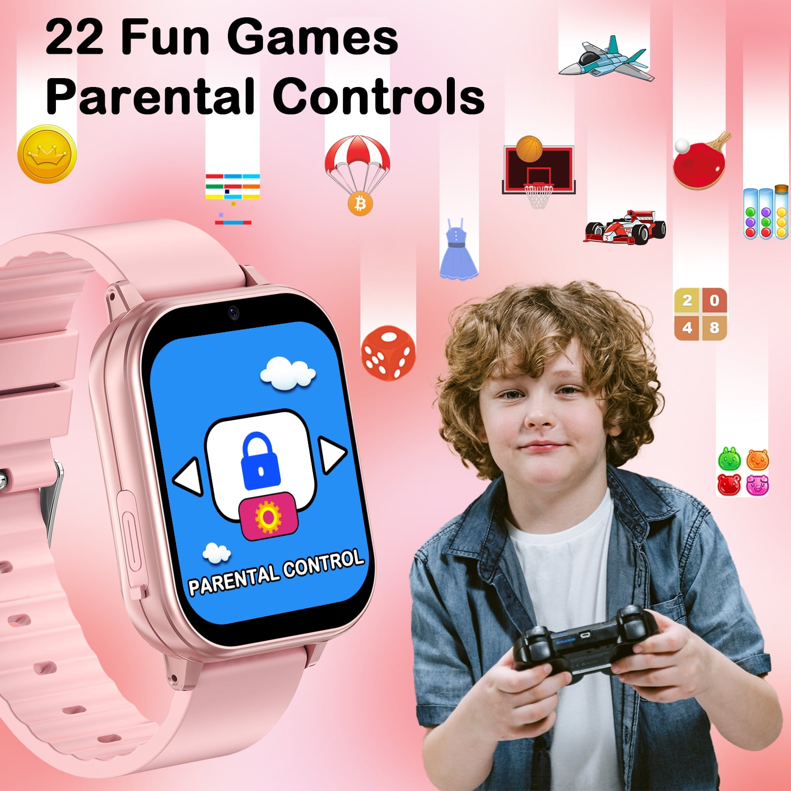 PTHTECHUS Smart Watch for Kids Toys Smartwatches for Boys and Girls with 22 Games HD Camera Video Music Player Pedometer Study Cards Audiostory Habit Tracking Gift for 4-14 Ys