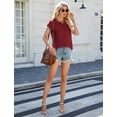 thumbnail image 6 of IWEMEK Short Sleeve Blouses for Women Dressy Casual Shirts Elegant Chic Winered Round Neck Lady Tops, 6 of 7