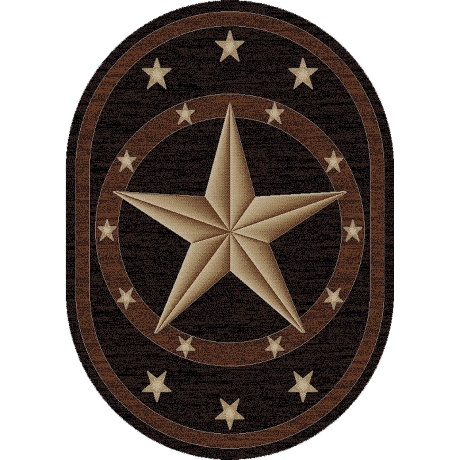 Western Texas Star Black 5x7 Oval Area Rug 5'3"x7'3" 5'3" x 7'3" Oval