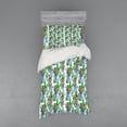 thumbnail image 2 of Cactus Duvet Cover Set, Hawaiian Summer Inspired Pattern Blossoms with Botany Theme Watercolors Tropics, Bedding Set with Shams and Fitted Sheet, 3 Sizes, by Ambesonne, 2 of 3