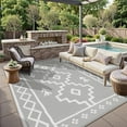 thumbnail image 4 of Wonnitar 6x9 Outdoor Rug Waterproof, Plastic Straw Rugs for Outside, Large Portable RV Outdoor Carpet, Grey Boho Rug for Picnic Garden Patio, 4 of 8