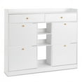 thumbnail image 3 of 50.4" Wide Entryway Shoe Cabinet w/ 6 Drawers & Baffle Top - White Particleboard Storage for Boots, Sneakers, Heels, 3 of 9