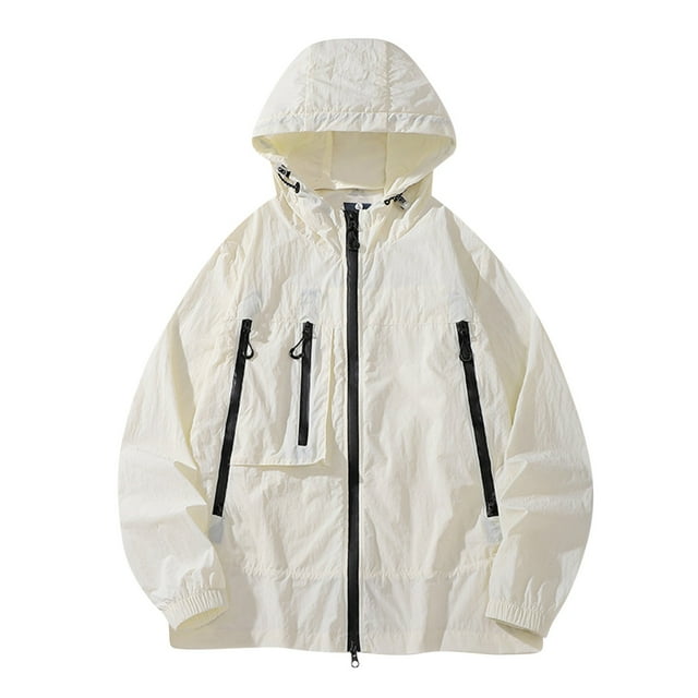TIMIFIS Décontracté Sun Protection Veste à Capuche pour Hommes Manches Longues Fermeture Éclair Léger Confortable Couleur Unie Veste Athlétique pour Randonnée Course Golf Sports