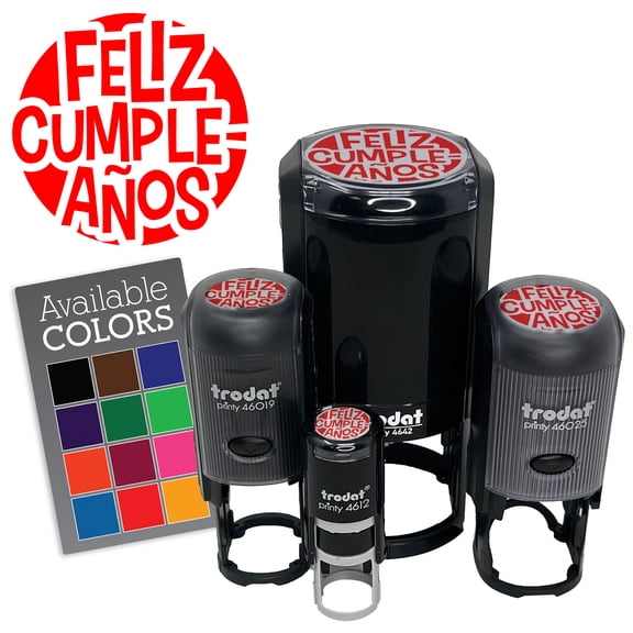 Feliz Cumpleanos Happy Birthday Spanish Celebration Teacher Stamp Self-Inking Rubber Stamp for Stamping Ink Stamper Crafting Planners - 1/2 Inch Mini - Black Ink