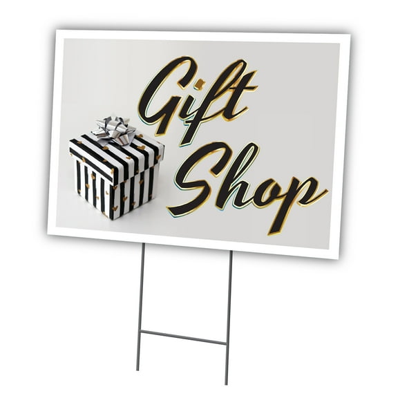 Gift Shop 18" X 24" Yard Sign & Stake | Advertise Your Business | Stake Included Image On Front Only | Made in The USA