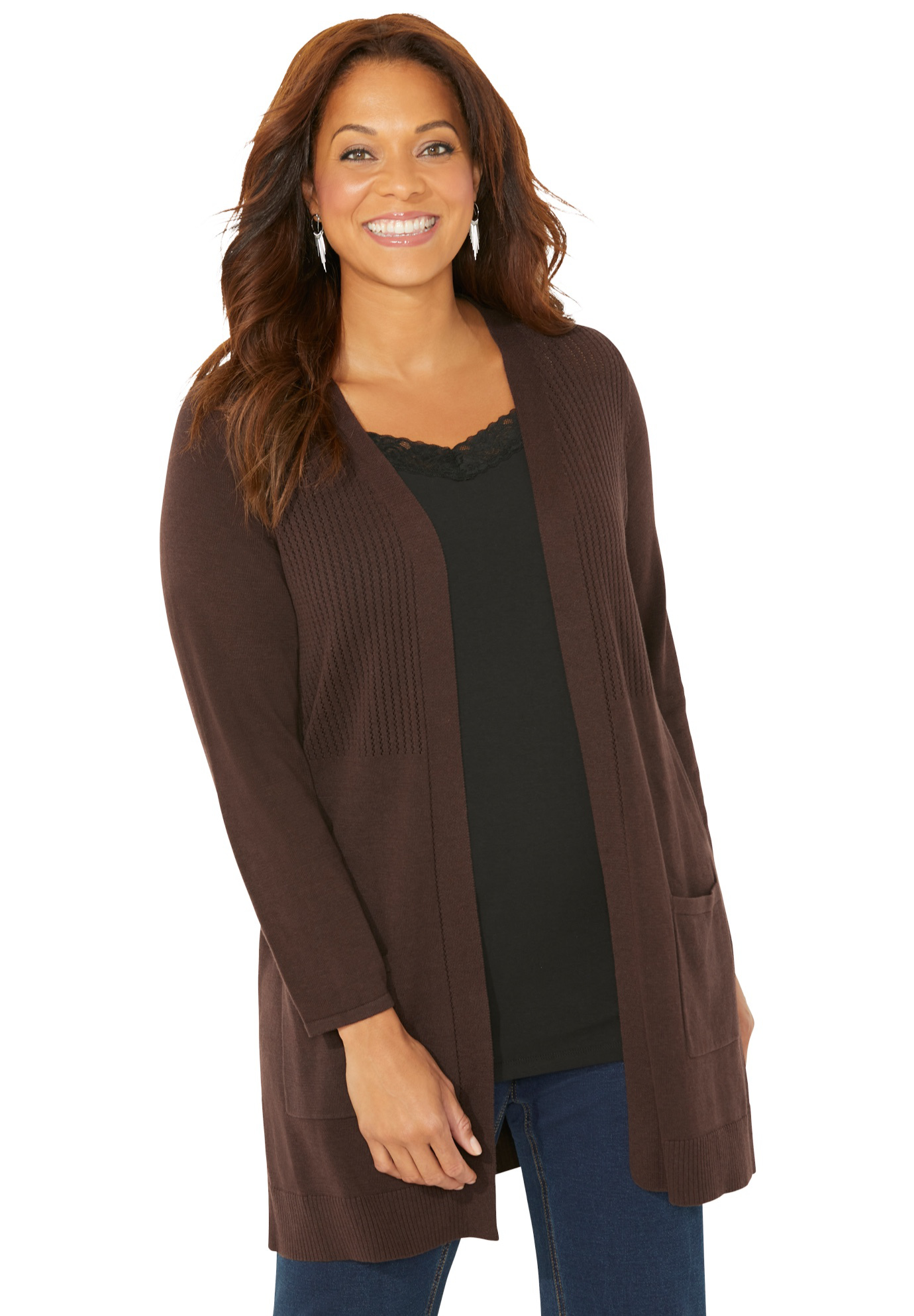 plus size dark brown cardigan