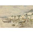 thumbnail image 2 of Theodore J. Richardson 14x11 Gold Ornate Wood Frame and Double Matted Museum Art Print Titled - The Ranch Native Village, Sitka, 1884 (1884), 2 of 4