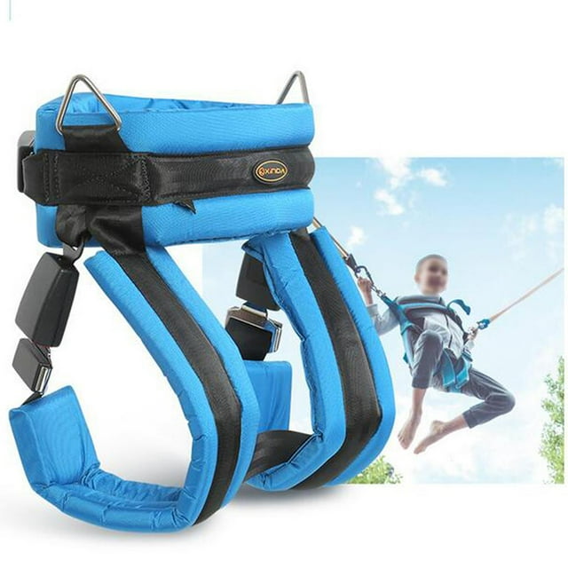 Child Trampoline Harness Blue, Quick Release Nylon Belt, Outdoor Protection, Weight Limit S