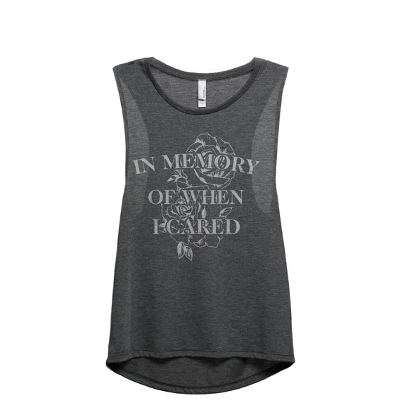 In Memory Of When I Cared Women's Fashion Sleeveless Muscle Workout Yoga Tank Top Charcoal Grey Large