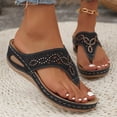 thumbnail image 5 of Povozer Sandals for Women Flip Flops Retro Hollow out T-strap Thong Sandals(Black,9), 5 of 6