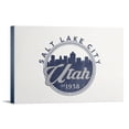 thumbnail image 1 of Salt Lake City, Utah, Skyline Seal (Blue), (12x18 Wrapped Canvas, Wall Decor, Artwork), 1 of 5