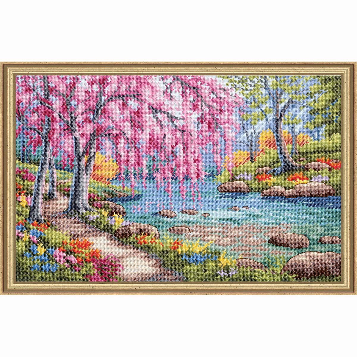 Paris and Cherry Blossoms Collage DIGITAL Counted Cross-Stitch Pattern Chart 