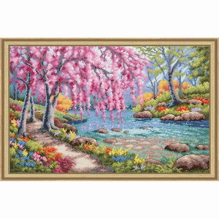 UPC: 0088677353742 | Simplicity Cherry Blossom Creek Counted Cross Stitch Kit by Dimensions  1 Each