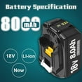 thumbnail image 4 of 4-Pack 8000mAh Replace for Makita 18V Battery Compatible for Makita 18Volt Battery BL1860B BL1850B BL1840B BL1830B BL1815B Cordless Tools, 4 of 14