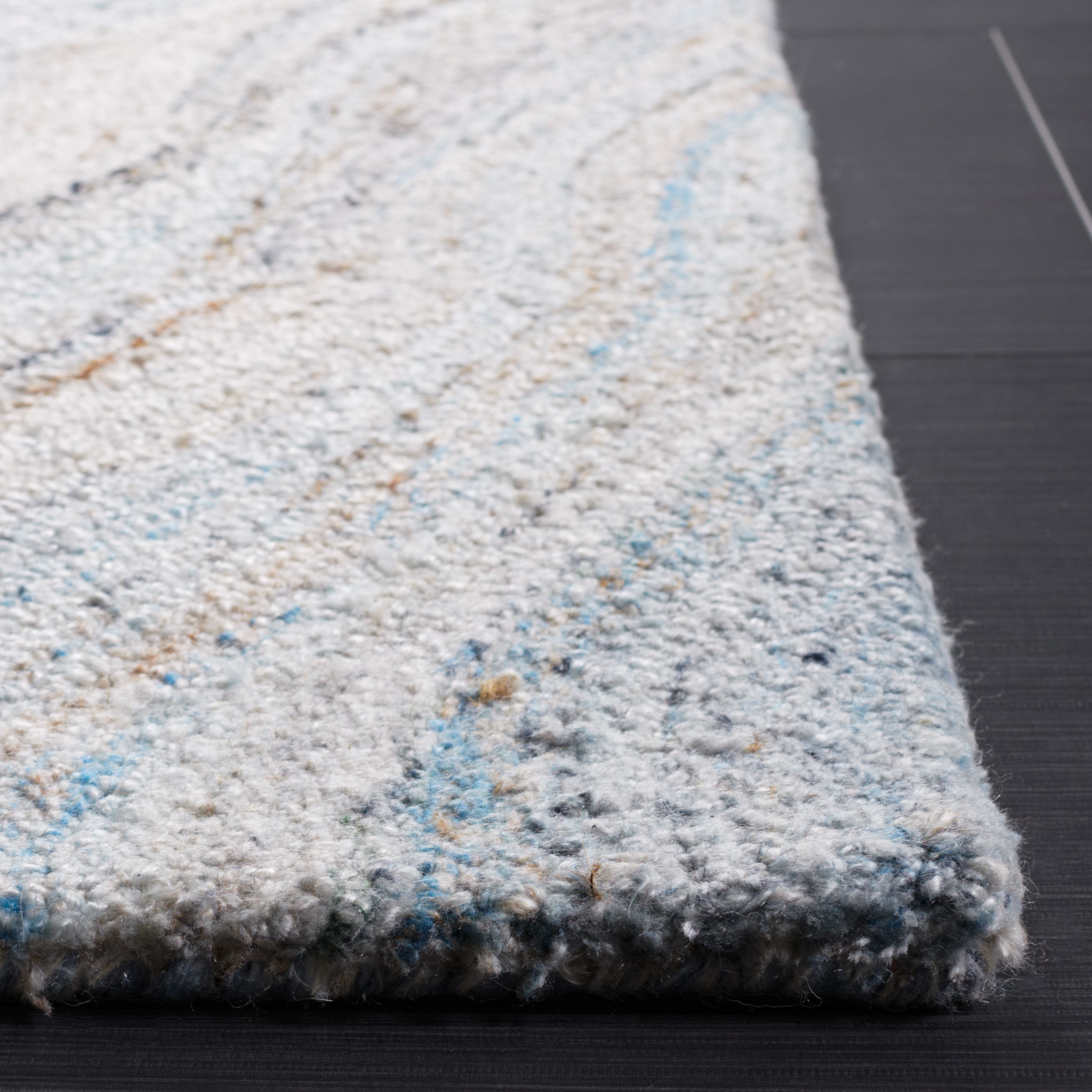 SAFAVIEH Abstract Kebo Distrssed Area Rug, Beige/Blue, 6' x 6' Square
