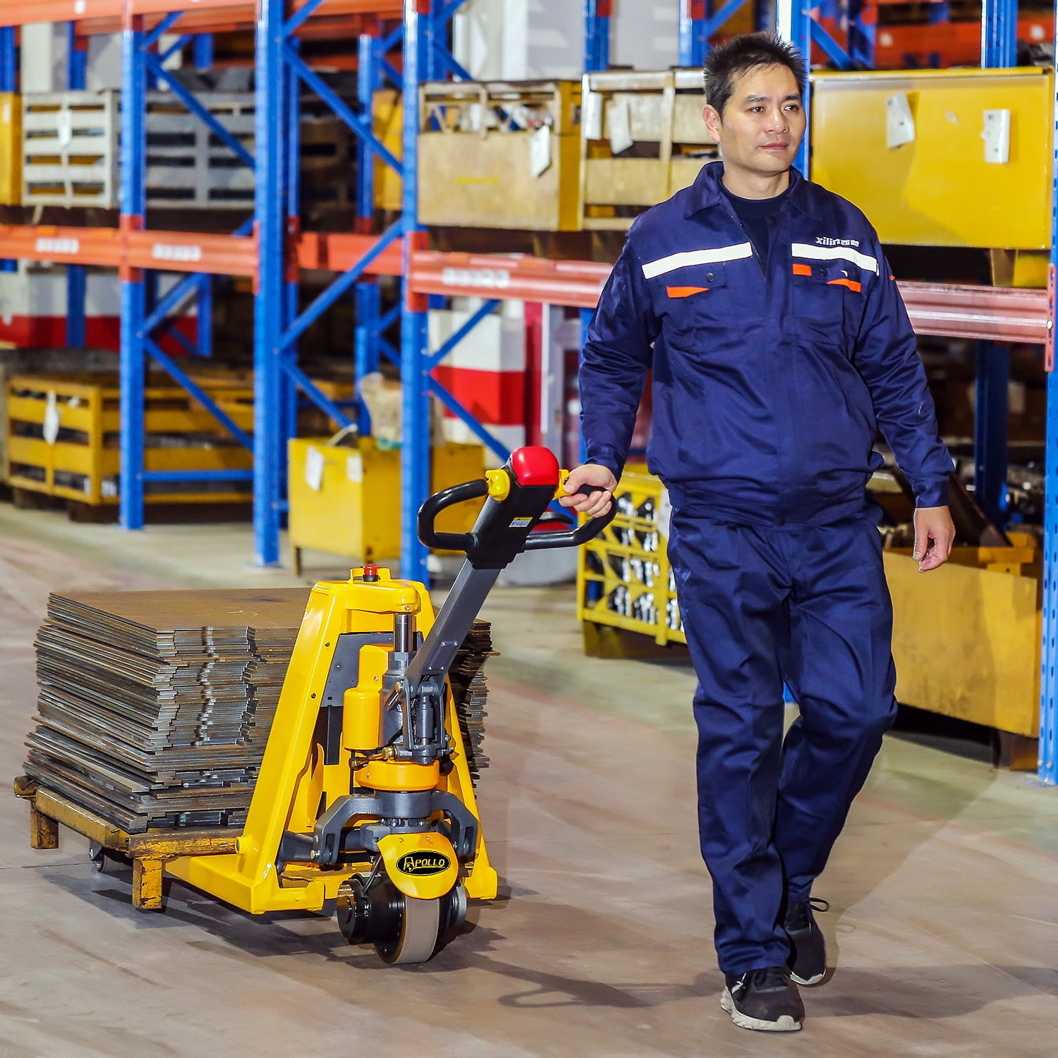 APOLLOLIFT Electric Pallet Jack Truck with 24V/20AH Lithium Battery 3300lbs 48x27" Fork Size