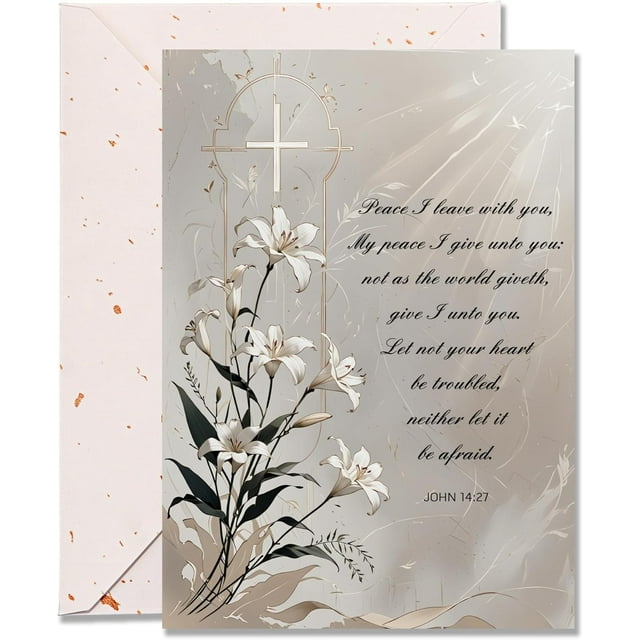 Religious Sympathy Card with Bible Verse \u2013 'Peace I leave with you...' Scripture, Christian Condolence Card with Envelope\u200b - Single Card