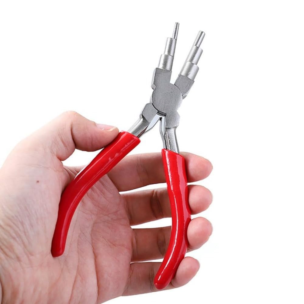 3Pcs Jewelry Pliers Set Including 6-in-1 Jewelry Pliers Bent Nose Pliers Flat Nylon Nose Pliers
