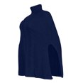 thumbnail image 5 of BXINGOHAI Women Turtleneck Poncho Sweaters Cable Knit Long Sleeve Pullover Side Split Chunky Cape Tops Fall Winter Sweater Navy,S, 5 of 6