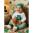 thumbnail image 3 of My First St Patricks Day Baby Boy Girl Outfits Mama‘s Luck Charm Letter Shamrock Embroidery Long Sleeve Romper Stripe Pants and Hat 3Pcs Casual Spring Clothes Set, 3 of 10