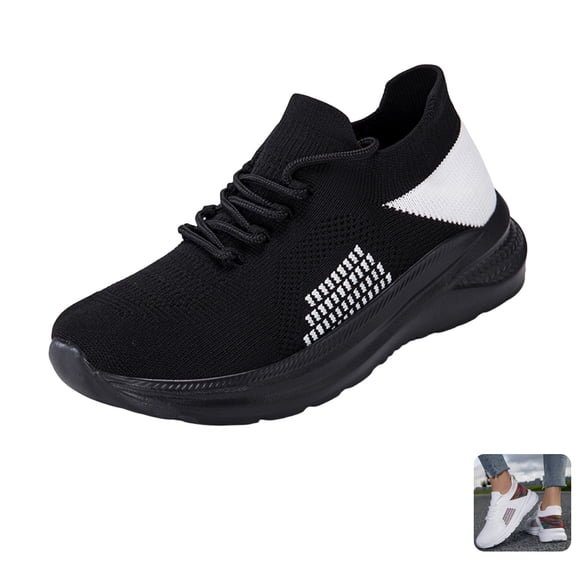 Willtoo Orthopedic Shoes for Women Knit Sock Style Lace Up Walking Sneakers, Breathable Mesh Lightweight Athletic Shoes, Soft Cushioned Non‑Slip Flexible Casual Running Shoes