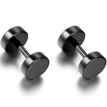OIDEA Stainless Steel 7mm Black Tapers Cheater Faux Fake Ear Plugs Gauges Stud Earrings
