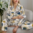 thumbnail image 4 of Goofa Hawaiian Style Printed Women’s 2 Piece Pajama Set Super,Pajamas Women's Long Sleeve Sleepwear Soft Button Down Loungewear Pjs Lounge Set Nightwear-Medium, 4 of 9
