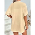 thumbnail image 2 of Women'S Short Sleeve Cardigan Summer Cardigan Casual Loose Beach Cover-Up Curved Hem  L, 2 of 5