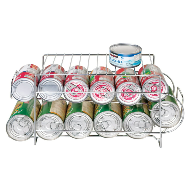 Stackable Can Rack Organizer for Pantry Storage, Can Dispensers with 4  Adjustable Dividers, 2-Tier Metal Wire Basket Beverage Pop Soda Rack for