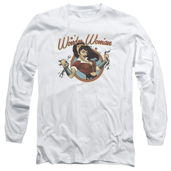 JLA Justice League Wonder Break Long Sleeve Adult 18/1 T-Shirt White