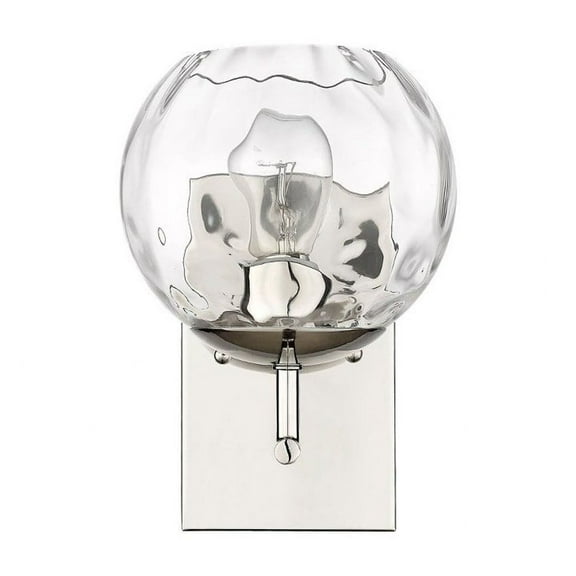 Mackenzie 1 - Light Polished Nickel Glam Incandescent Glass And Steel Wall Sconce