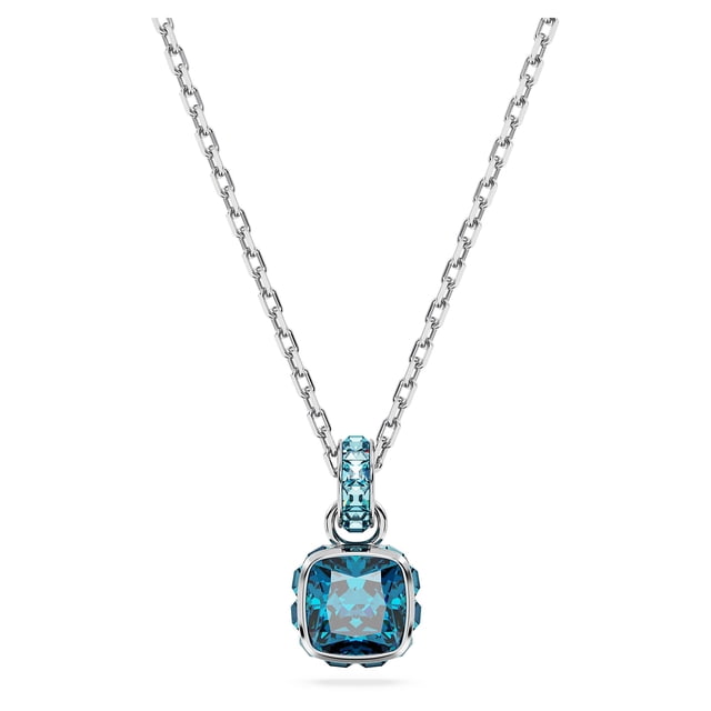 Collar de Swarovski con piedra natal de diciembre, acabado en rodio azul