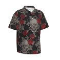 thumbnail image 2 of Bixox Men's Hawaiian Shirts Men's Skull and Red Roses Print Short-Sleeve Shirt-X-Large, 2 of 8