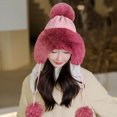 thumbnail image 2 of Generic Women'S Pom Pom Knit Winter Hat Female Winter Ski Trapper Hat Women's Fashion Winter Hat Plush And Thicken Fashion Custom Warm Hats Wool Cap Hat, 2 of 5