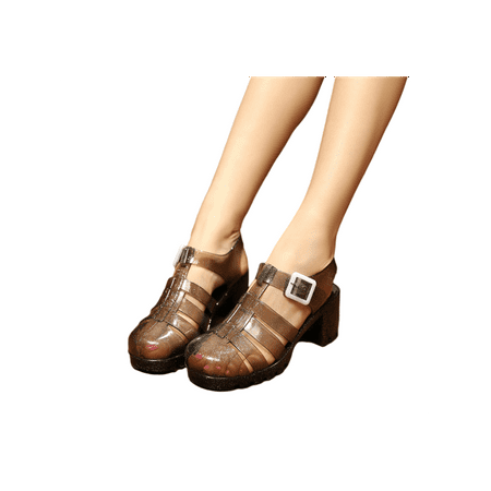 

Lacyhop Women s Jelly Platform Wedge Buckle Heel Sandals Shoes