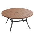 thumbnail image 6 of Vicllax Outdoor Patio Dining Table Dia.53" Slatted Tabletop Metal Frame with Umbrella Hole, Walnut, 6 of 7