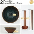 thumbnail image 3 of 8 Inch Ceramic Ramen Bowl Set of 2, 40oz Japanese Bowls with Spoons & Chopsticks,Durable,Microwave & Dishwasher Safe,Perfect for Ramen,Pho,Salad,Soup,Noodles，Mixing bowls（Verdigris Green）, 3 of 10