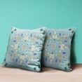 thumbnail image 3 of Amrita Sen Designs  16 x 16 in. Paisley Leaf Geo Duo Broadcloth Indoor & Outdoor Zippered Pillow - Light Grey, Blue & Yellow, 3 of 4