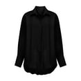 thumbnail image 6 of Hot6sl Women Fashion Turndown Collar Long Sleeve Solid Color Irregular Casual Shirt Tee Tops Hot8sl4867316, 6 of 7
