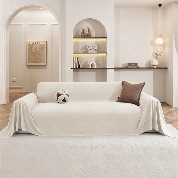 JIATER Sofa Cover Sectional Couch Cover for L Shape Sofa Towel Throw Sofa Blanket Slipcover for 3 Cushion Couch,78"x118",White