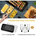 thumbnail image 5 of Electric Indoor Grill 1500W, YOHAWJAN 2 in 1 Smokeless Indoor Grills with Non-stick Removable Grill & Griddle Plate, Temperature Control, Portable Korean BBQ Grill with 3 Raclette Cheese Pans, 5 of 8