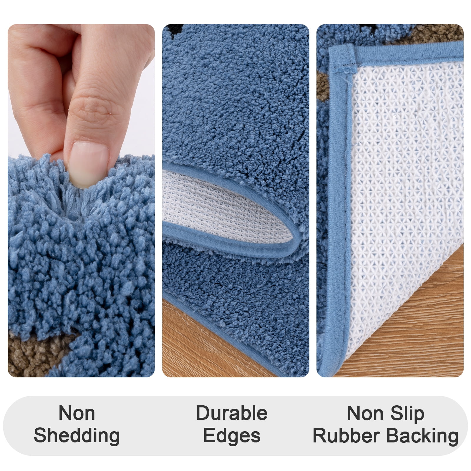 Bathroom Rugs Sets 4 Piece with Toilet Lid Cover, Non Slip Bathroom Mats Extra Soft Chenille Bath Rugs Absorbent Shaggy Rugs Perfect Plush Mats U-Shaped Toilet Rug and Toilet Cover Kitchen