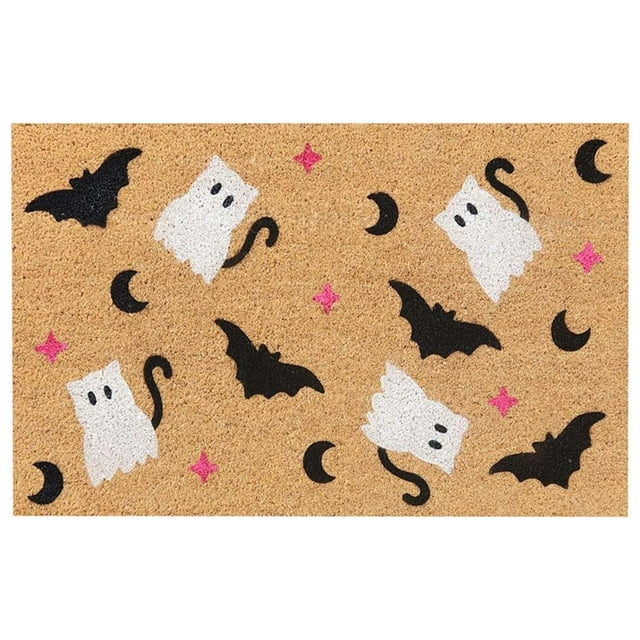 Halloween Door Mat Non Front Entrance Welcome Mat Synthetic Coir Doormat for Indoor Outdoor Use Fall Funny Holiday Rug
