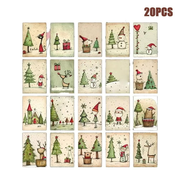 20 Pcs Christmas Postcards with Stickers Festive Holiday Greeting Card Set for Home Decor and Gift Wrapping