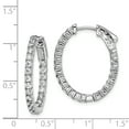 thumbnail image 3 of Primal Silver Sterling Silver Rhodium-plated Cubic Zirconia Hinged Oval Hoop Earrings, 3 of 4