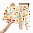 thumbnail image 5 of NOLDARES Kids Toddler Outfits 2Pcs Long Sleeve Graphic Round Neck Sweatshirt Sweatpants Casual Fall Winter Clothes Size:3-6 M,Beige, 5 of 5