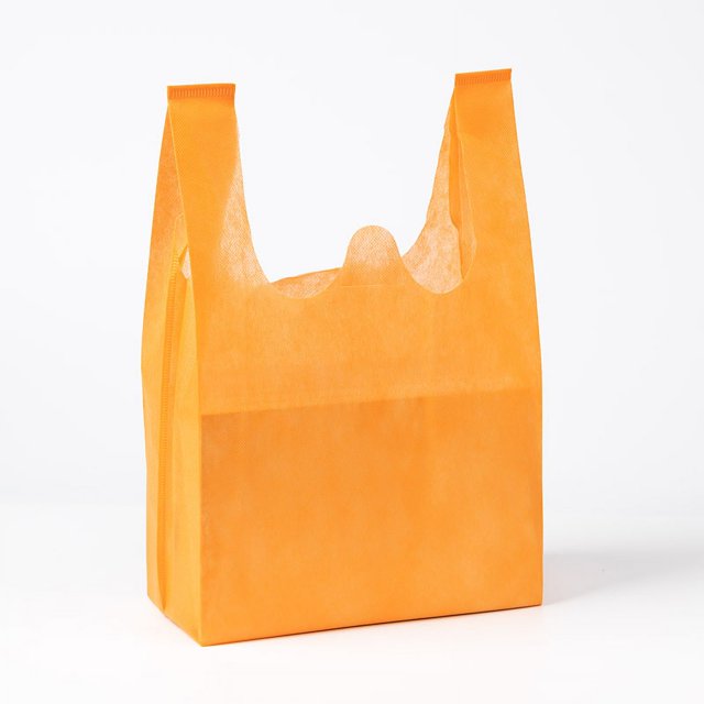 Bolsa de tela no tejida, bolsa de chaleco portátil, bolsa de protección del medio ambiente para compras en el supermercado