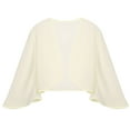 thumbnail image 4 of MSemis Women's Chiffon 3/4 Sleeve Sheer Bolero Shrug Top Open Front Jacket Cardigan Champagne S, 4 of 5