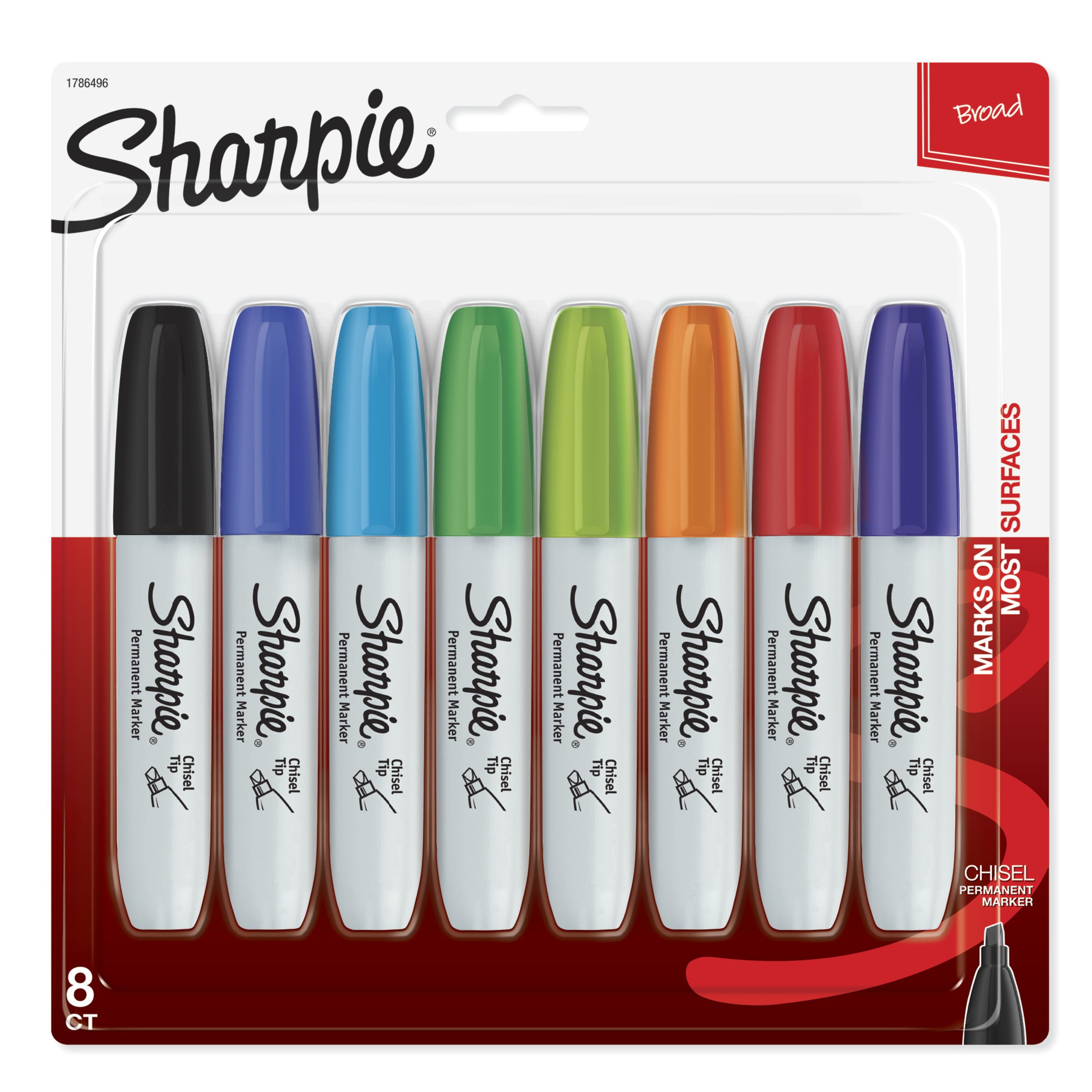 Sharpie Permanent Markers Chisel Tip Black 2 Count 